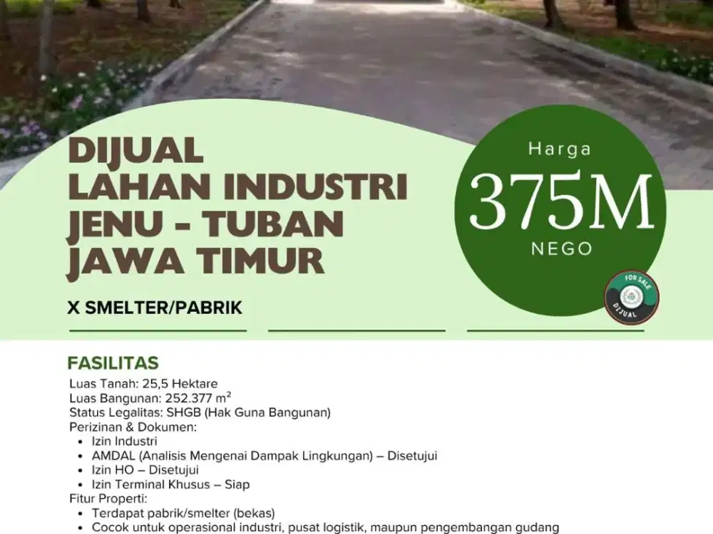 Dijual  lahan industri Jenu - Tuban jawa timur