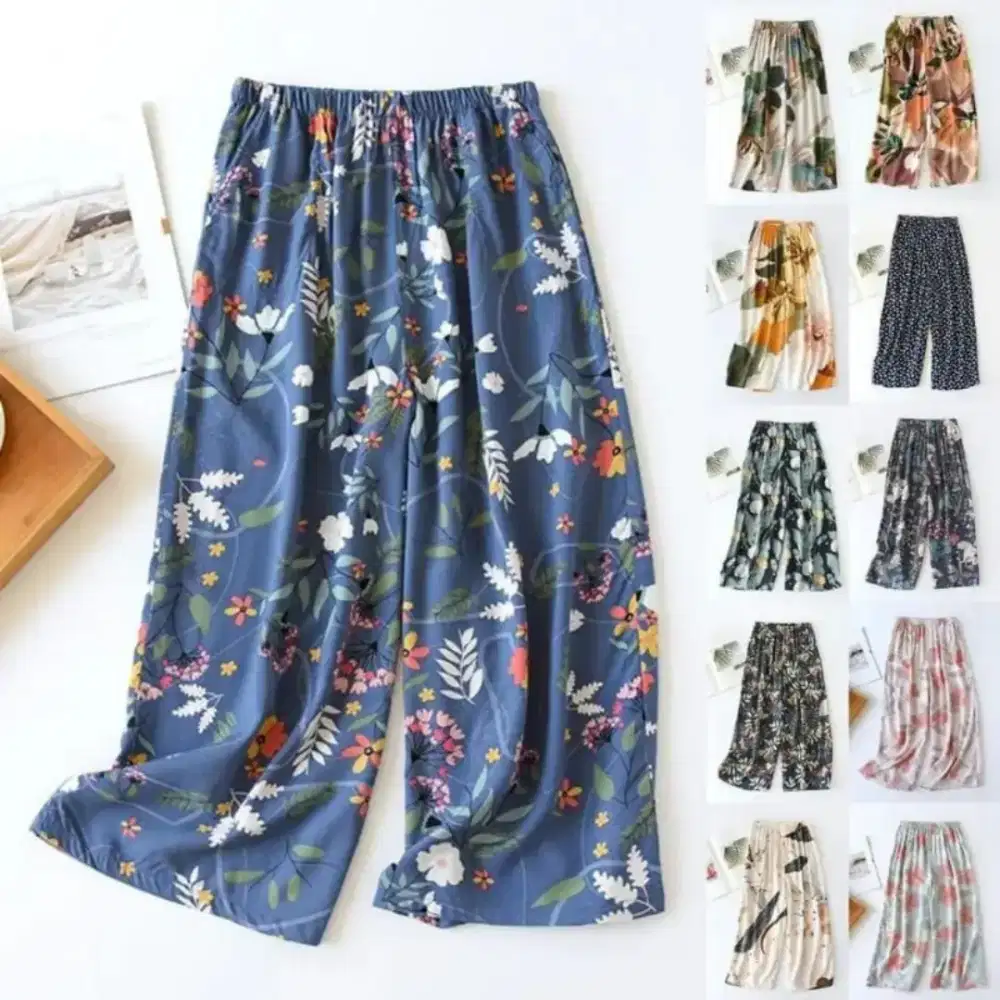 Celana Kulot Wanita Santai Harian 7/8 Bahan Rayon/Katun.