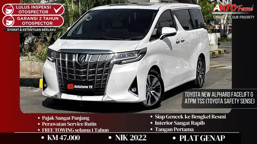 Toyota New Alphard Facelift G ATPM TSS  NIK 2022