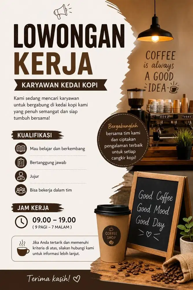 Lowongan Kerja: Karyawan Kedai Kopi