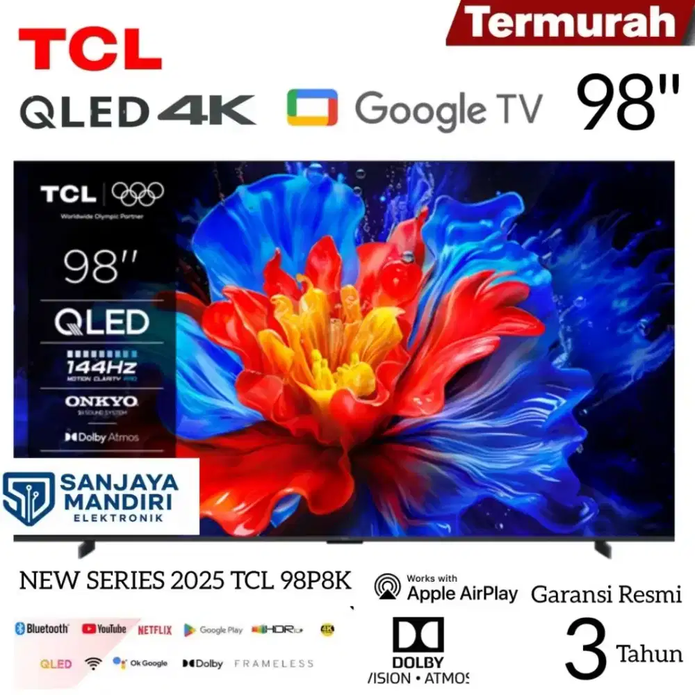 TCL QLED 4K PRO 98 Inch Quantum Dot UHD TV 98P8K HVA  HDR 10+ONKYO 2.1