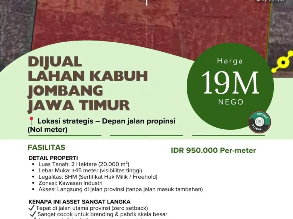 Dijual  lahan Kabuh Jombang  jawa timur