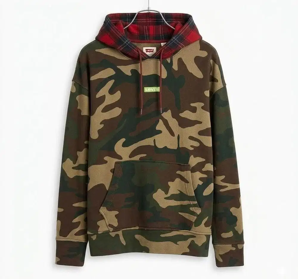 LEVIS HOODIE CAMOUFLAGE PLAID HYBIRD