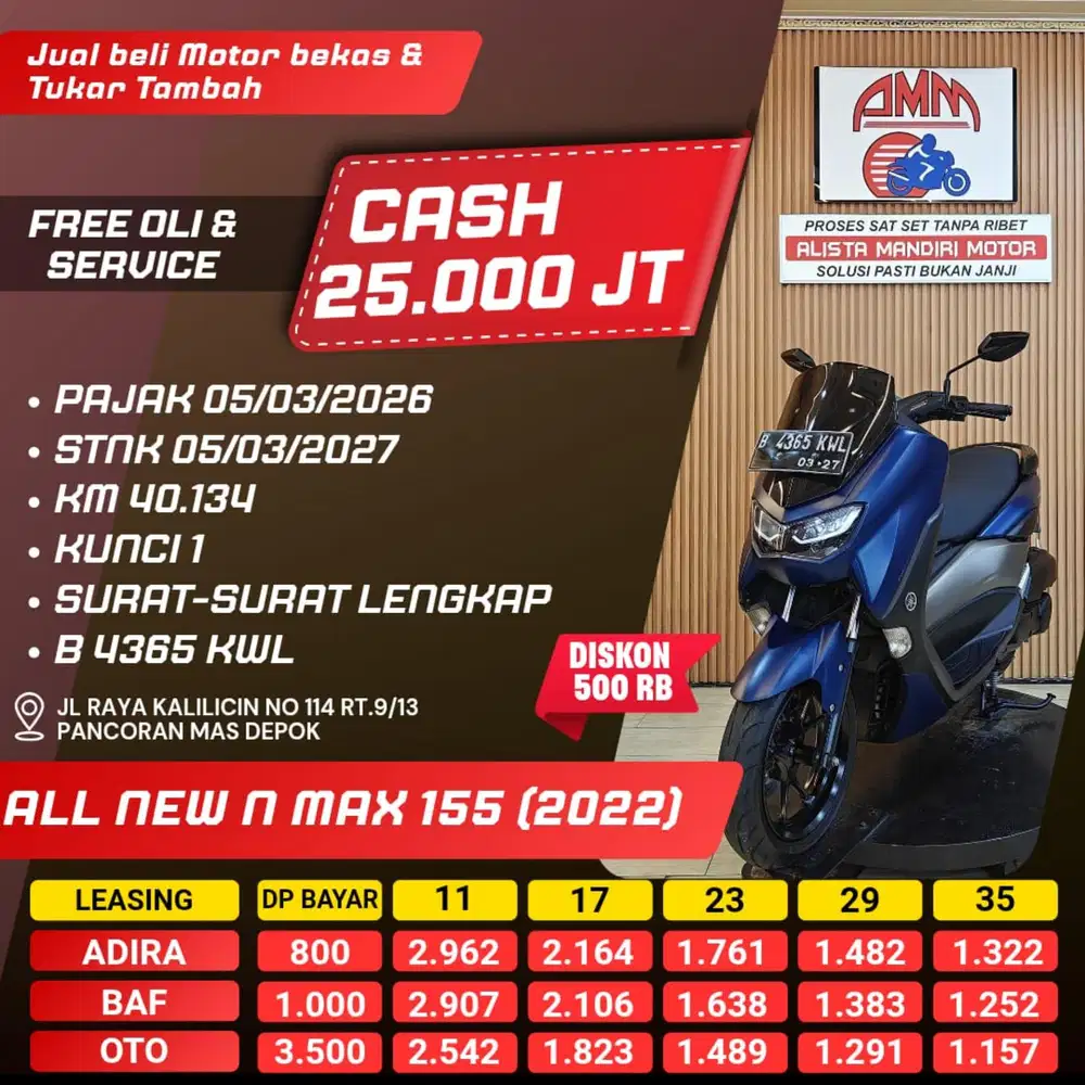 ALL NEW NMAX 155 2022 DP 800 CASH / KREDIT ALISTA