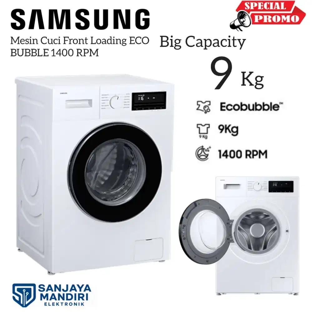 SAMSUNG FRONT LOADING 9 Kg ECO BUBBLE WW90FG3M05AW RPM 1400 Easy Clean