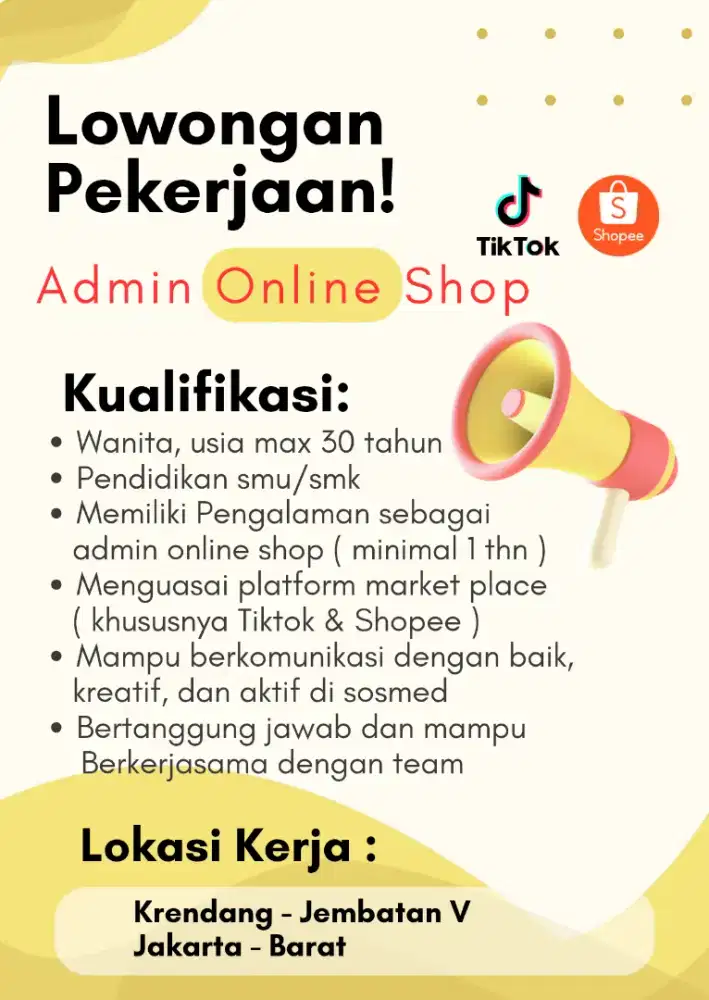 LOKER ADMIN ONLINE SHOP