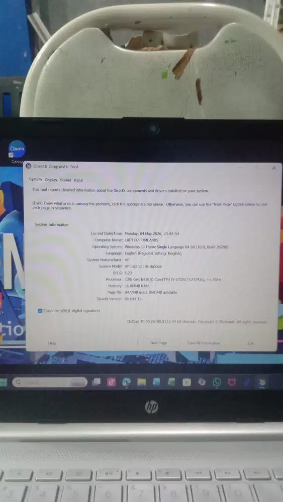 Laptop hp intel core i5 irish X