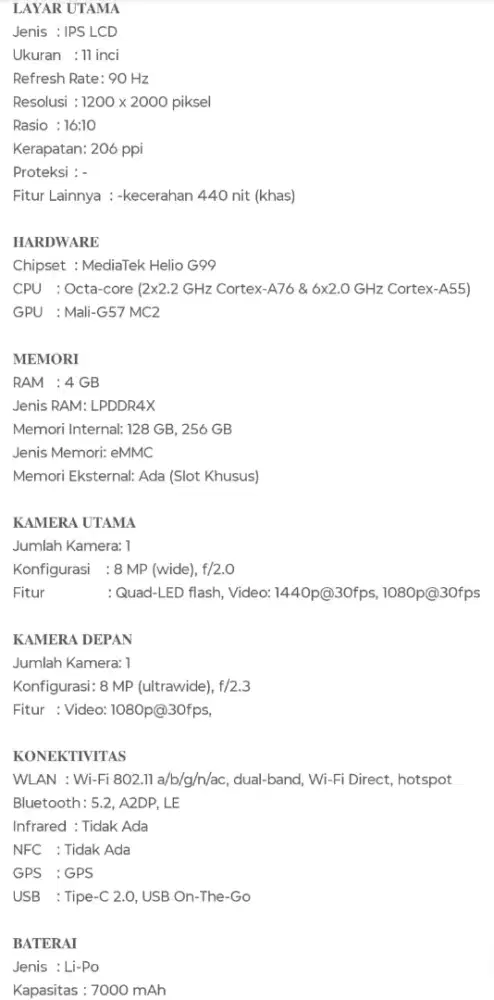 Xpad ram 4/256 wifi only