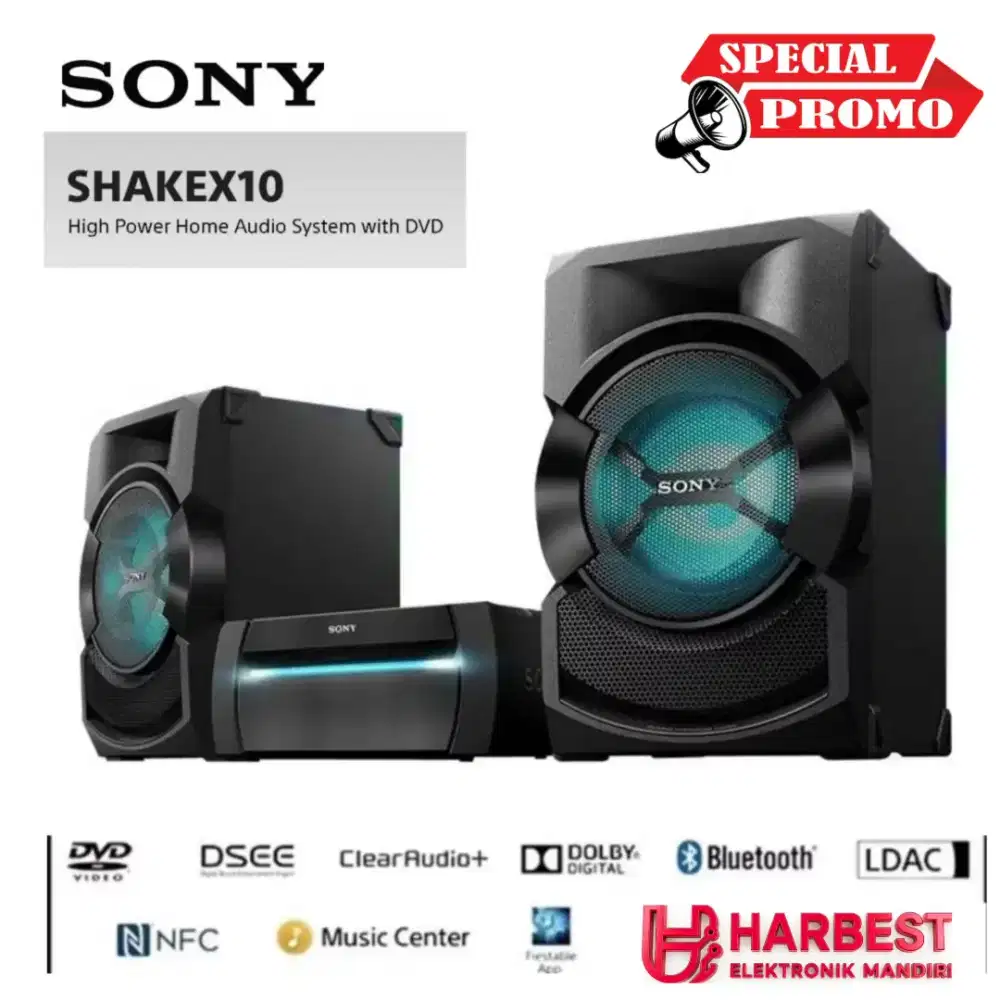 SONY SHAKE-X10 Home Audio System Bookshelf Bluetooth CD Player NFC