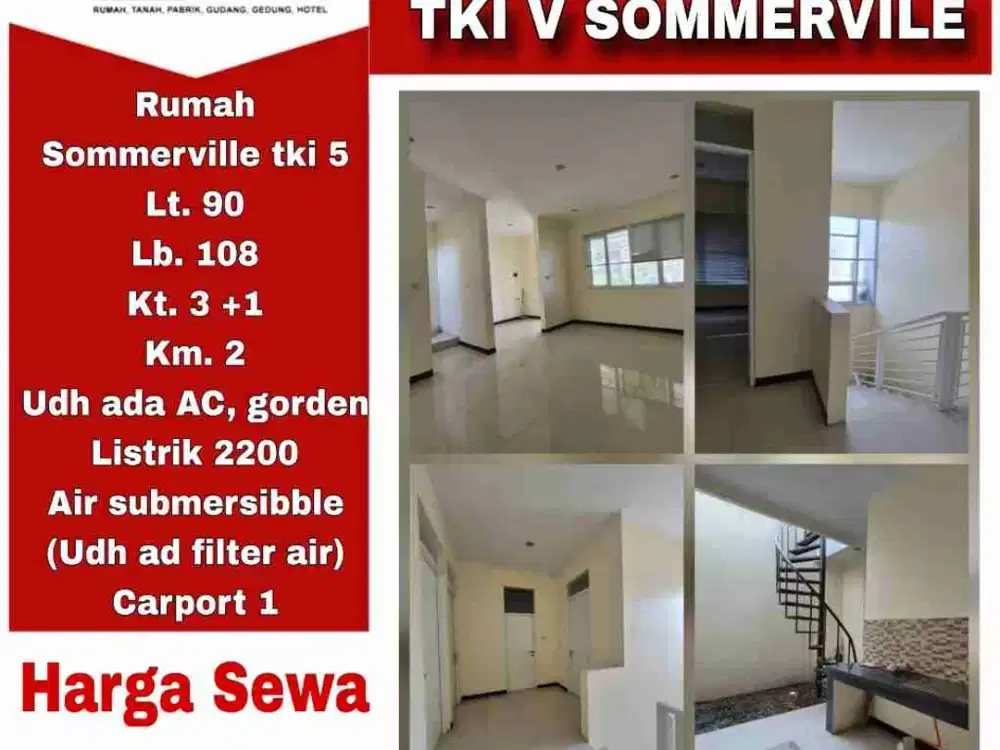 DISEWAKAN RUMAH 2 LT, TKI V SOMMERVILLE