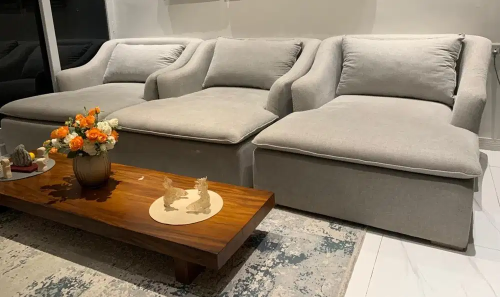 Premium Fabric Lounge Sofa, Light Grey