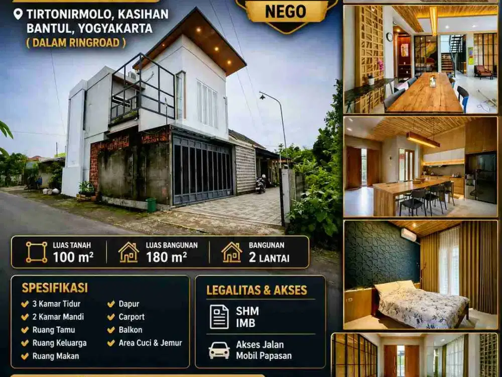 Rumah 2 Lantai Full Furnished Dalam Ringroad Jogja Dekat Malioboro – Siap Huni!