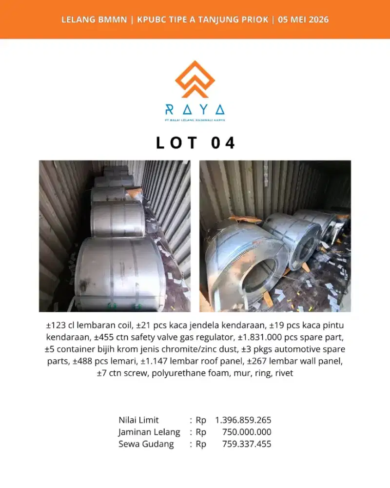LEMBARAN COIL, SPAREPARTS, SAFETY VALVE GAS REGULATOR, ROOF PANEL, DLL