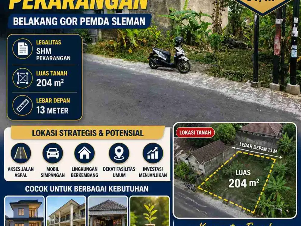 TANAH SHM STRATEGIS BELAKANG GOR PEMDA SLEMAN – SIAP BANGUN!