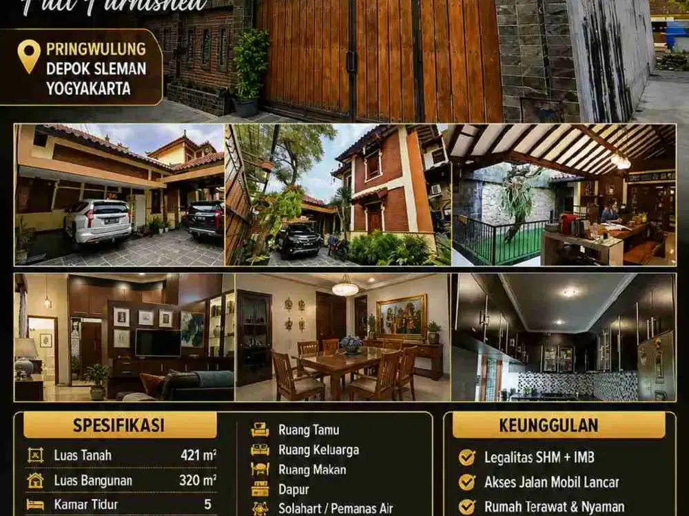 TURUN HARGA! RUMAH ETNIK JAWA BALI FULL FURNISHED DI PRINGWULUNG SLEMAN