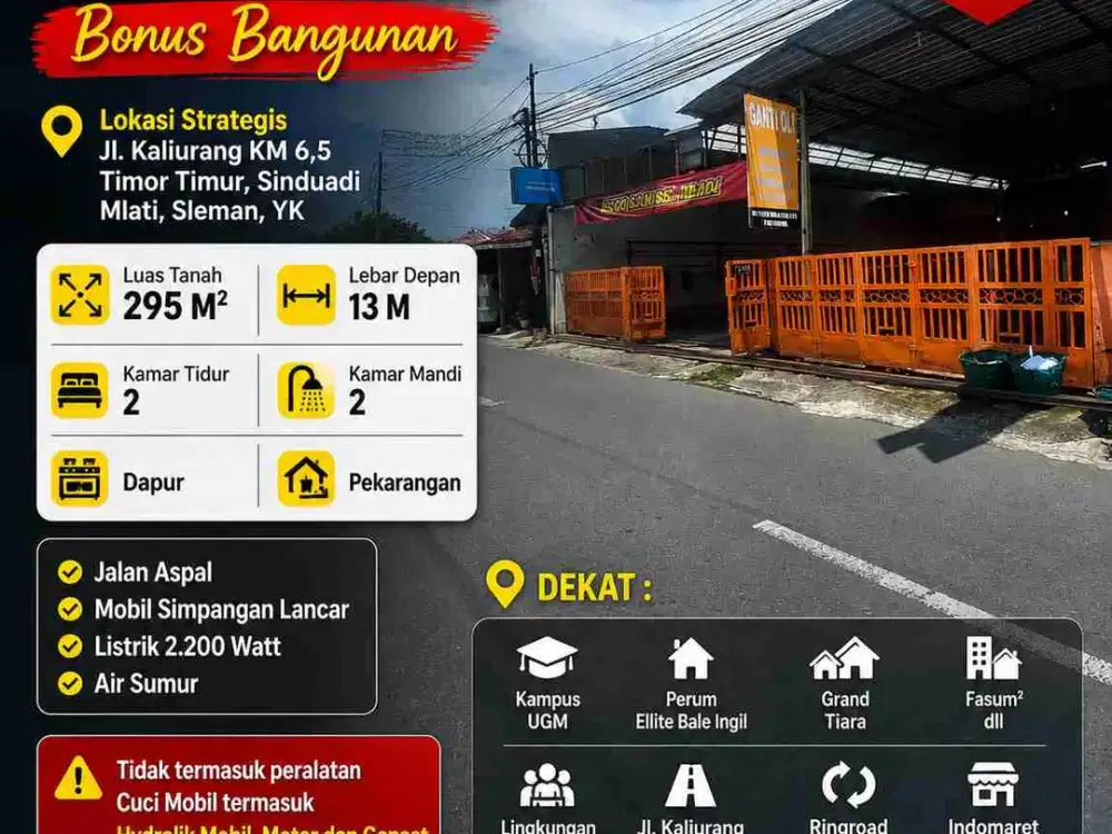 Tanah Bonus Bangunan Strategis Jl Kaliurang KM 6,5 Dekat UGM SHM