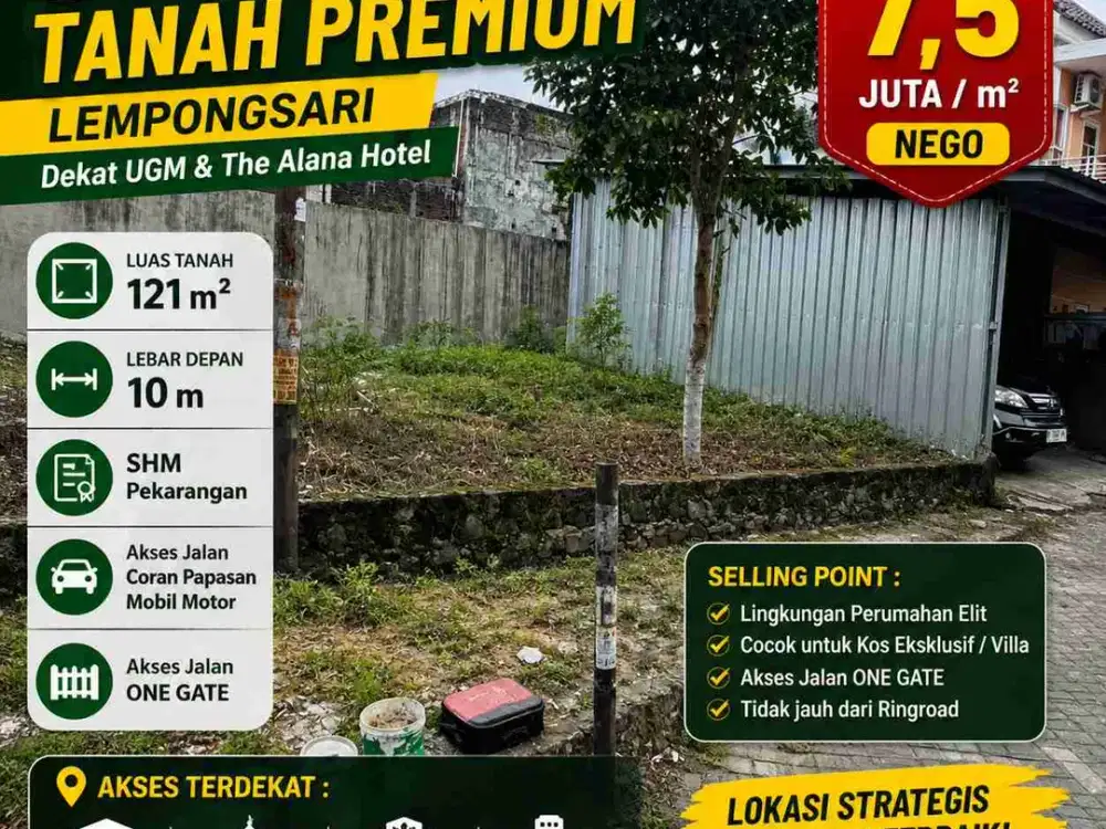 Tanah Premium Lempongsari Dekat UGM & Alana Hotel SHM Siap Bangun