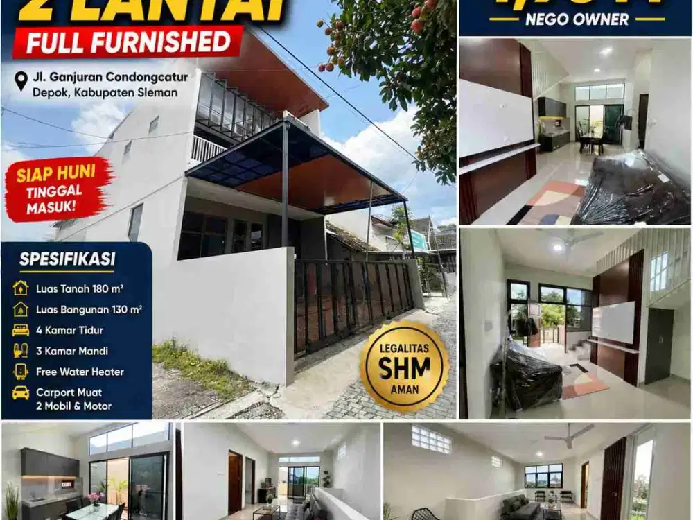 Rumah Baru 2 Lantai Full Furnished Condongcatur Sleman SHM Siap Huni