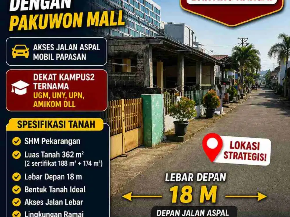 TANAH MURAH DEKAT PAKUWON MALL – LOKASI PREMIUM, POTENSI KOST & INVESTASI