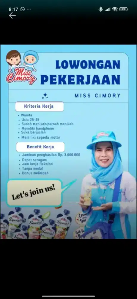 Lowongan pekerjaan Miss cimory