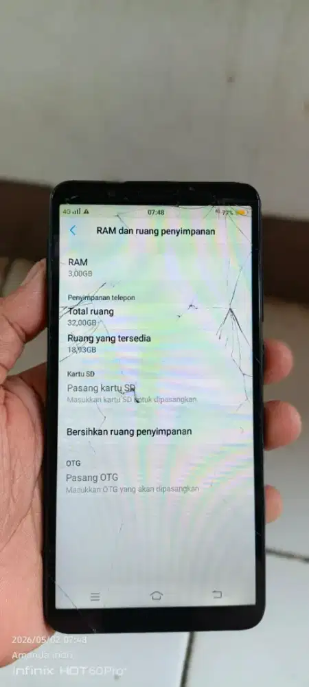 Vivo  y71    3/32  mnus rtak normal smua