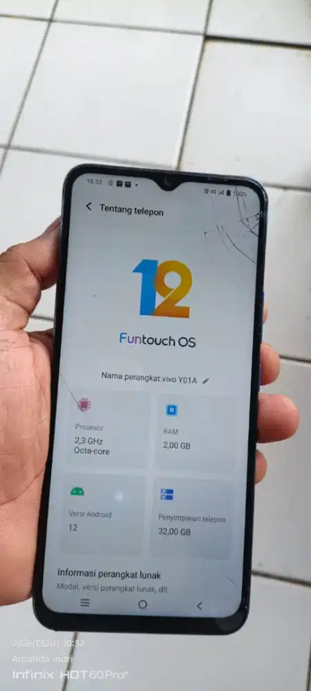 Vivo  y01A   2/32  mnus rtak normal smua