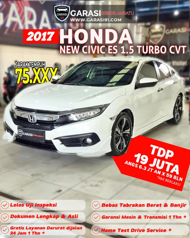 (TDP 19 JT) CIVIC ES 1.5 TURBO CVT 2017 KM 75 rb