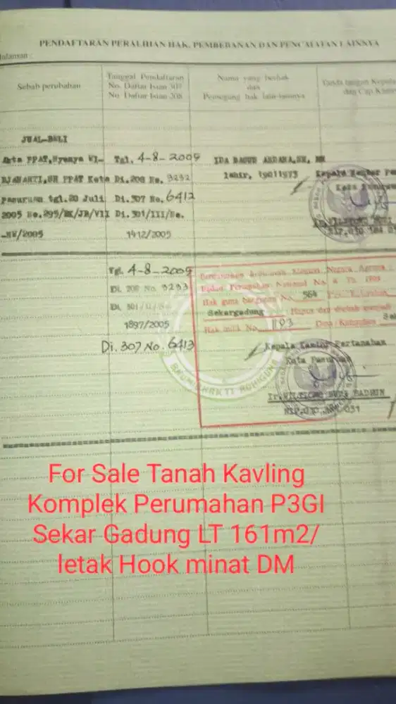 dijual tanpa perantara tanah kavling