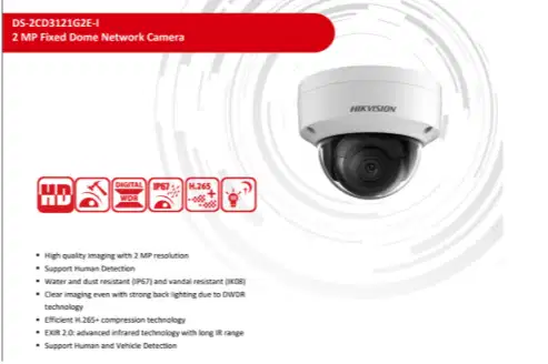 HIKVISION 2MP Fixed Dome Network camera DS-2CD3121G2E-I (2.8mm)