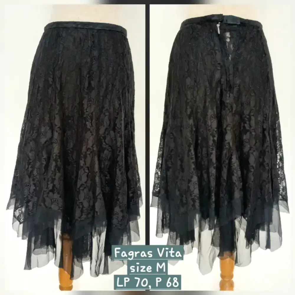 Rok renda lace brukat asimetris Fagras Vita size M,. preloved