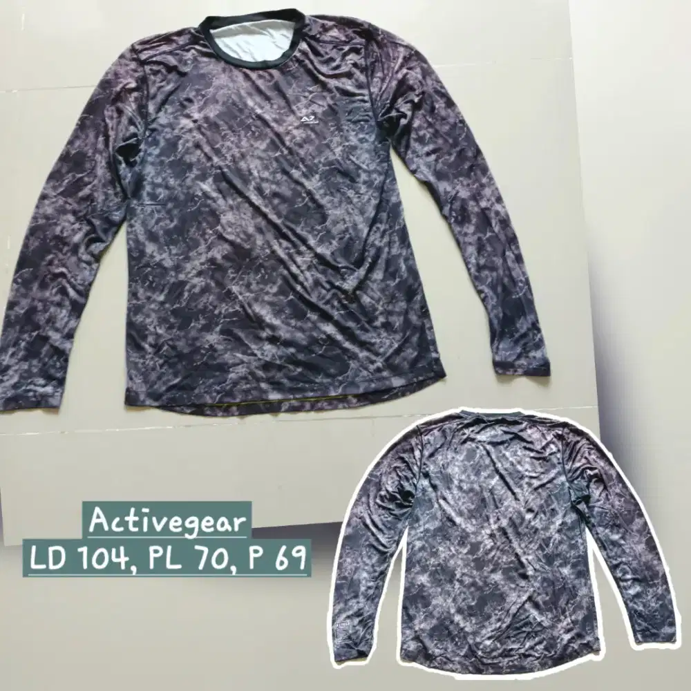Baju atasan t-shirt manset lengan panjang Activegear size L, preloved