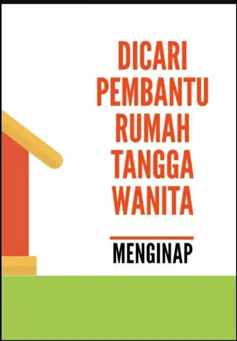 Dicari ART tinggal untuk berberes rumah 2 orang tua