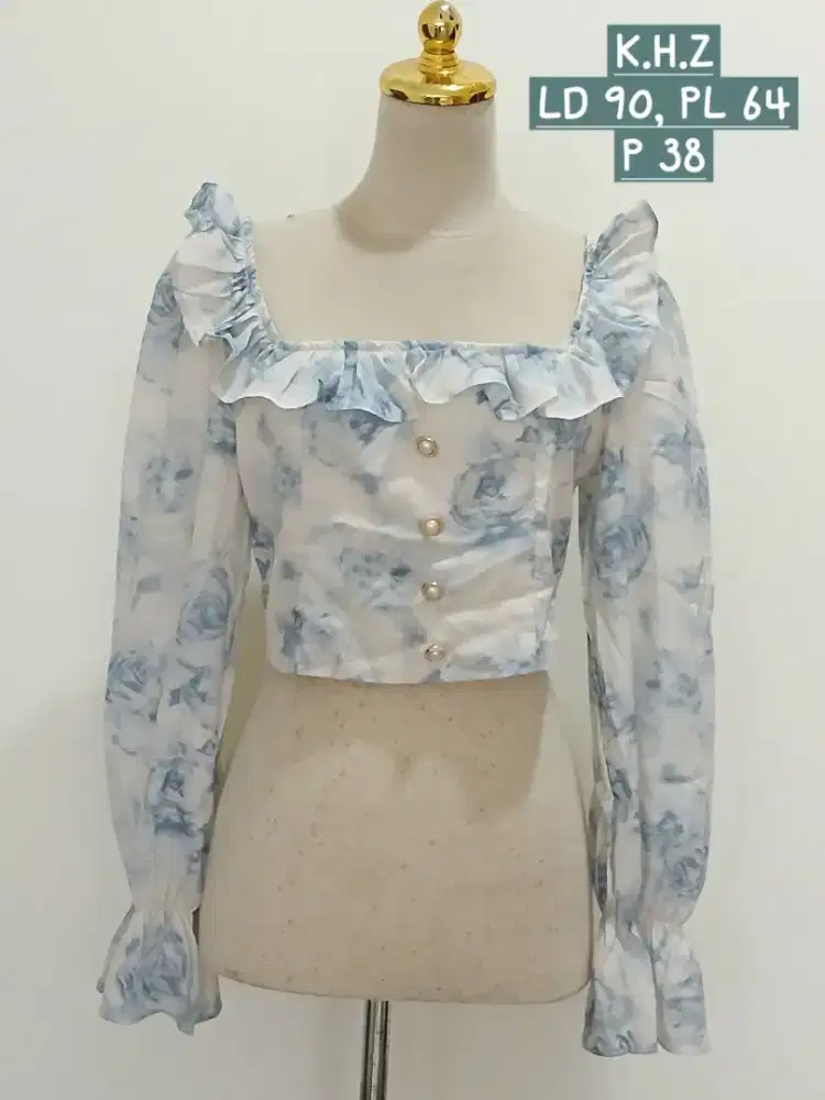 Baju atasan blouse croptop wanita KHZ  sz M, preloved