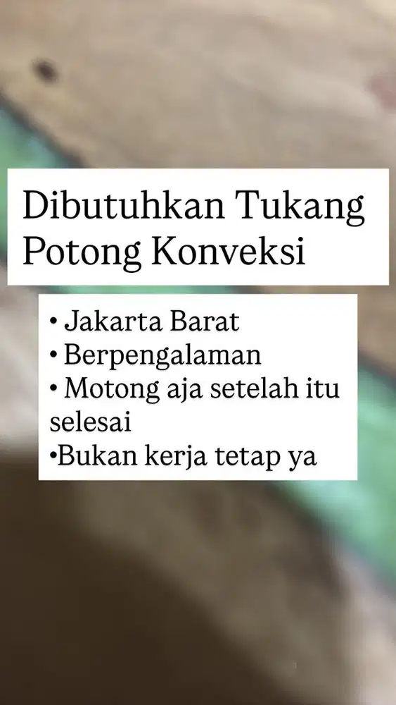 Dicari Tukang Potong Konveksi