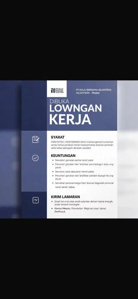 DI BUKAK LOWONGAN SEKITARAN MEDAN