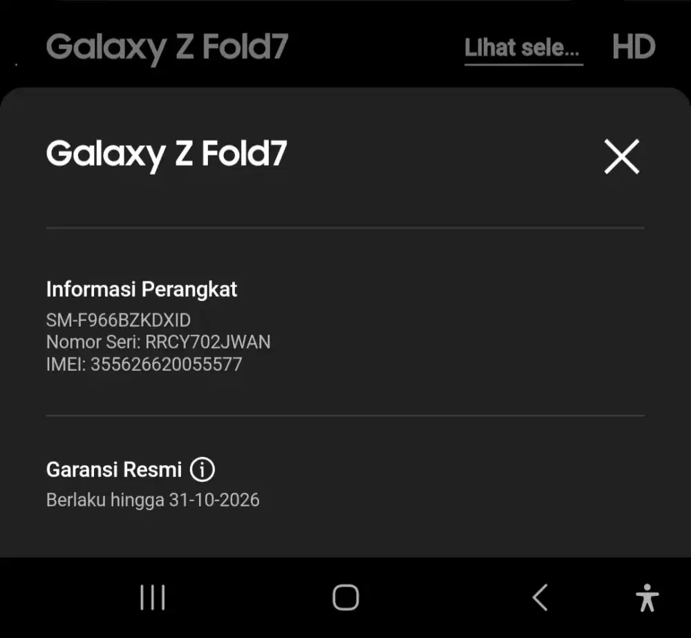 SAMSUNG FOLD 7 RAM12/256 - MULUS LIKE NEW - RESMI SEIN - NO MINUS