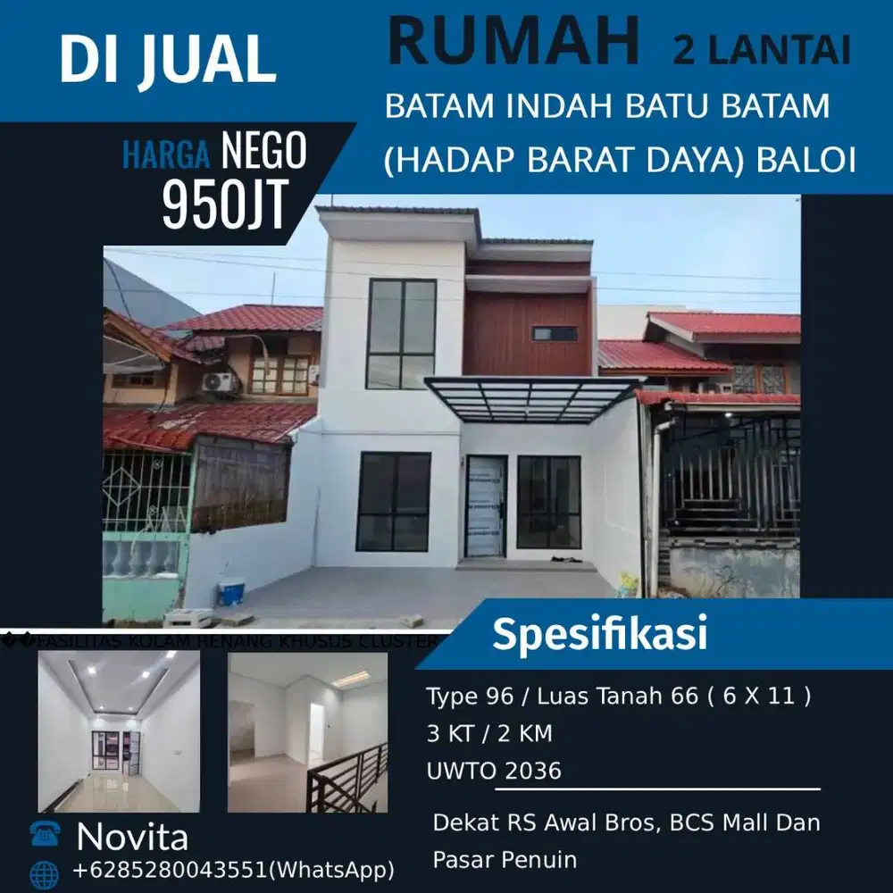 Rumah 2 Lantai Baru Siap Renovasi BATAM INDAH BATU BATAM -  Baloi