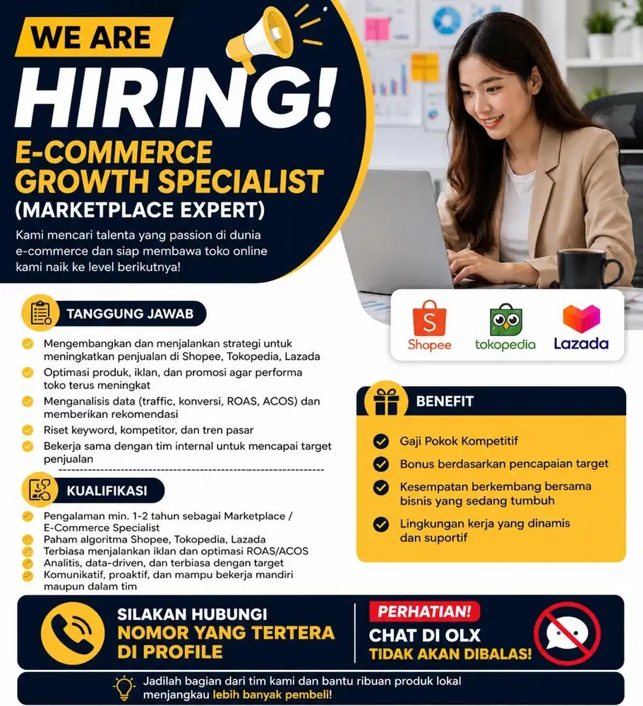 LOWONGAN KERJA – E COMMERCE SPECIALIST