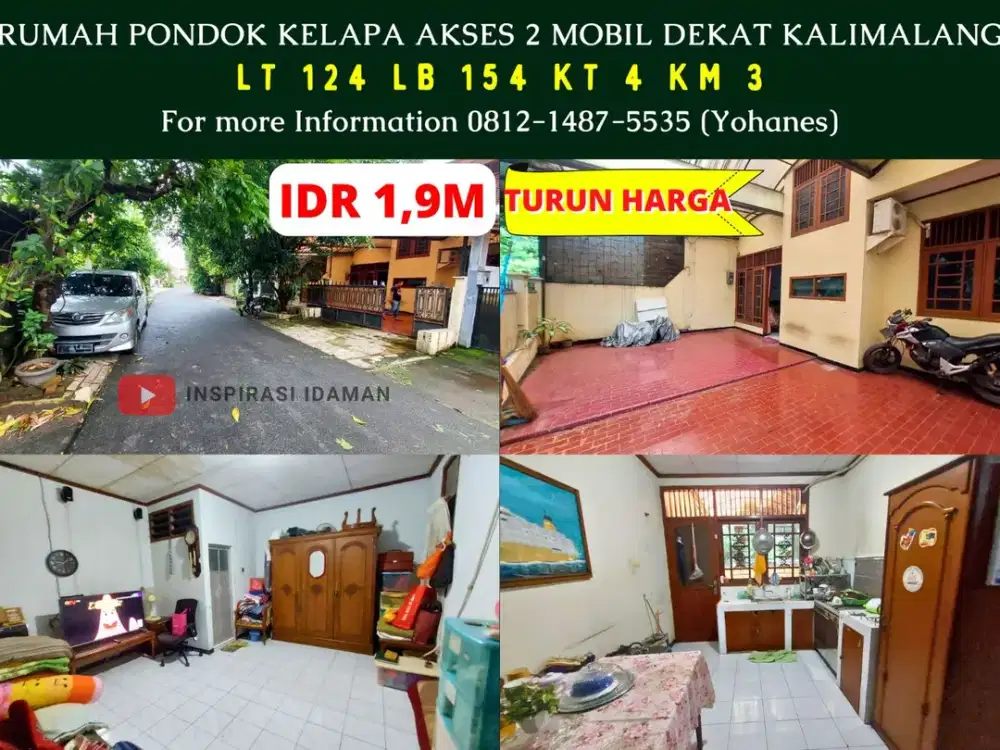 Jual Cepat Rumah Pondok Kelapa 8x15 2 mobil dekat Kalimalang