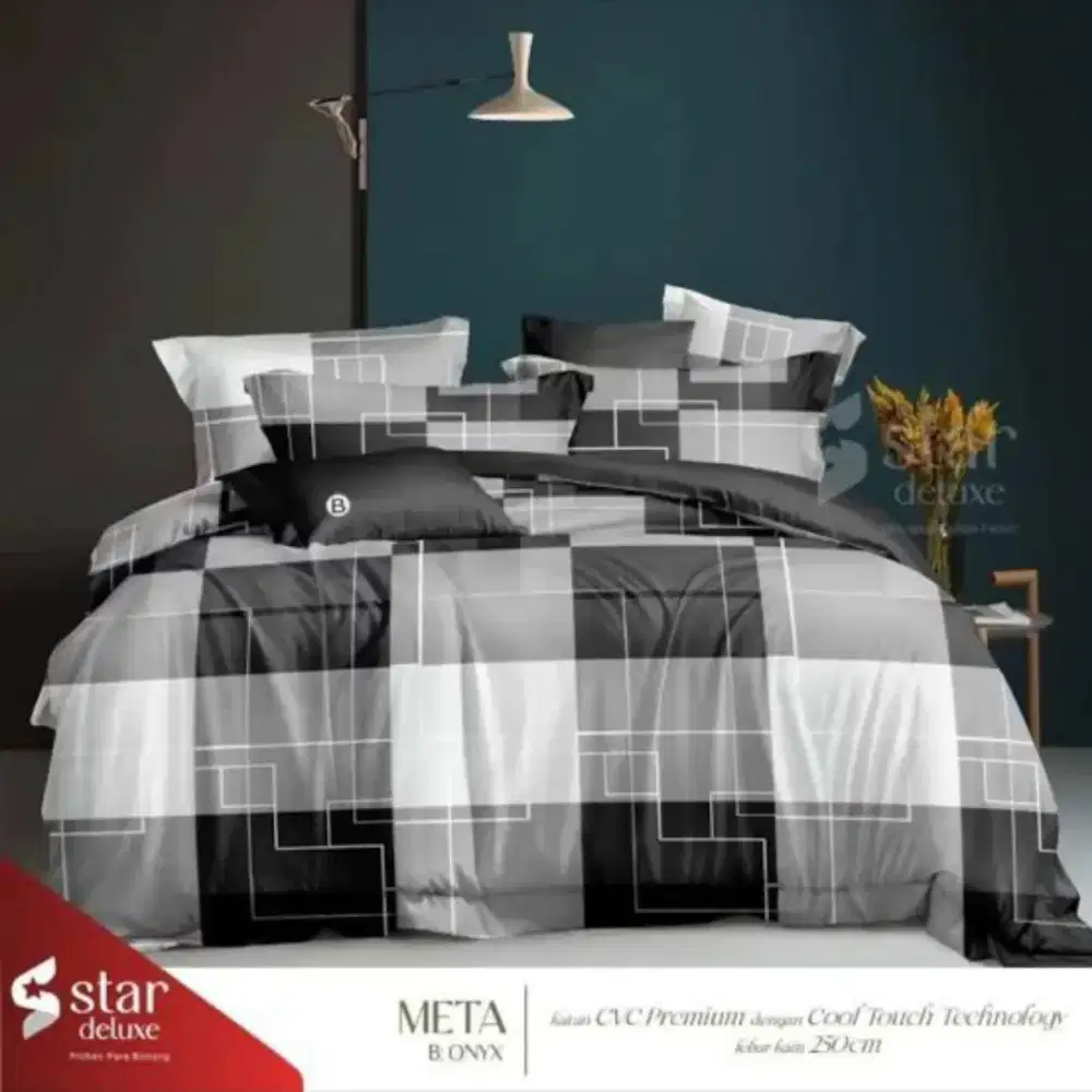 Set sprei katun premium motif meta monokrom