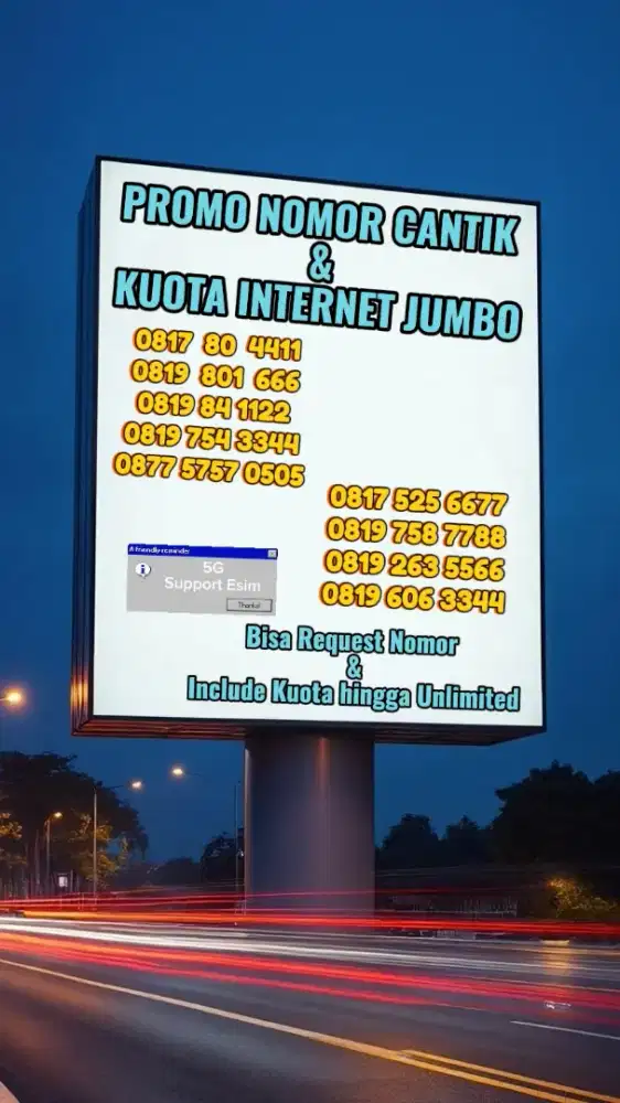 Promo nomor cantik include kuota ekstra jumbo