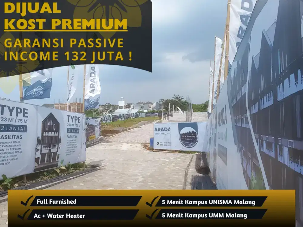 Jual Rukost 5 Menit Kampus Brawijaya Malang Pendapatan Ratusan Juta Setahun SHM