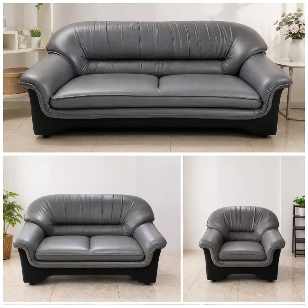️ Dijual Sofa Kulit 3 Set ️(Kapasitas 6 orang)