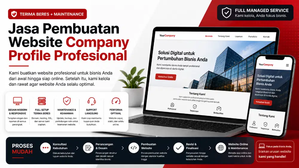 Jasa Pembuatan Website Company Profile Terima Beres + Full Managed