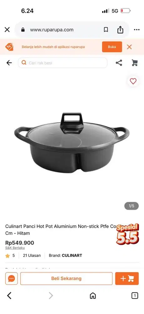 Culinart Panci Hot Pot Aluminium Non-stick Ptfe Coating 28 Cm - Hitam