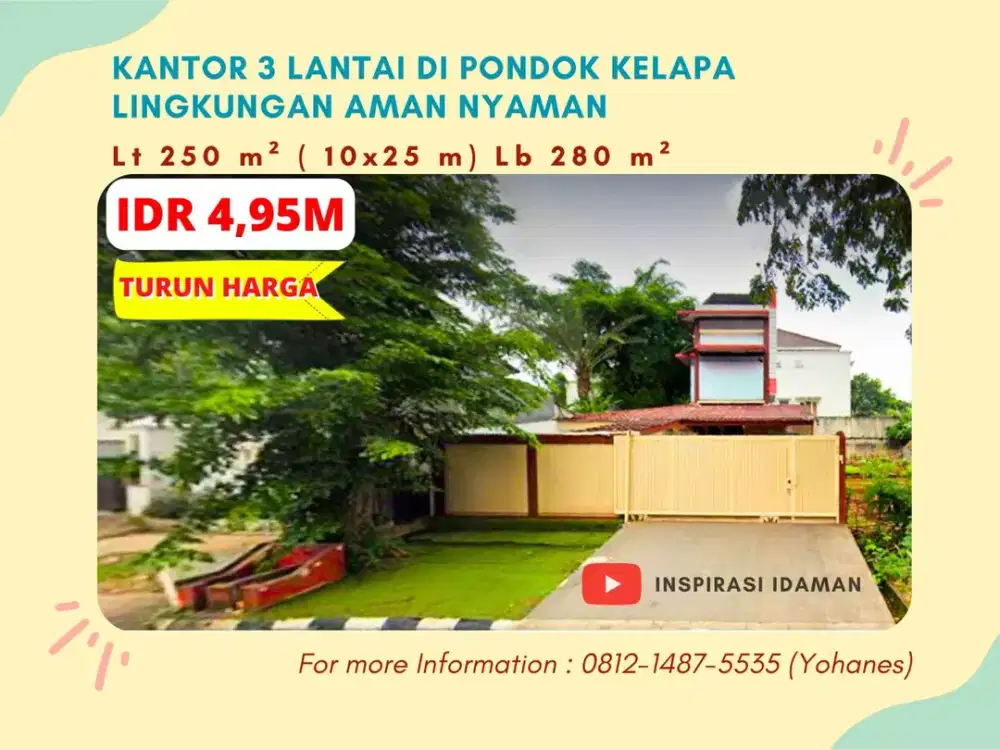 Kantor 3 lantai di Pondok Kelapa Lingkungan Aman