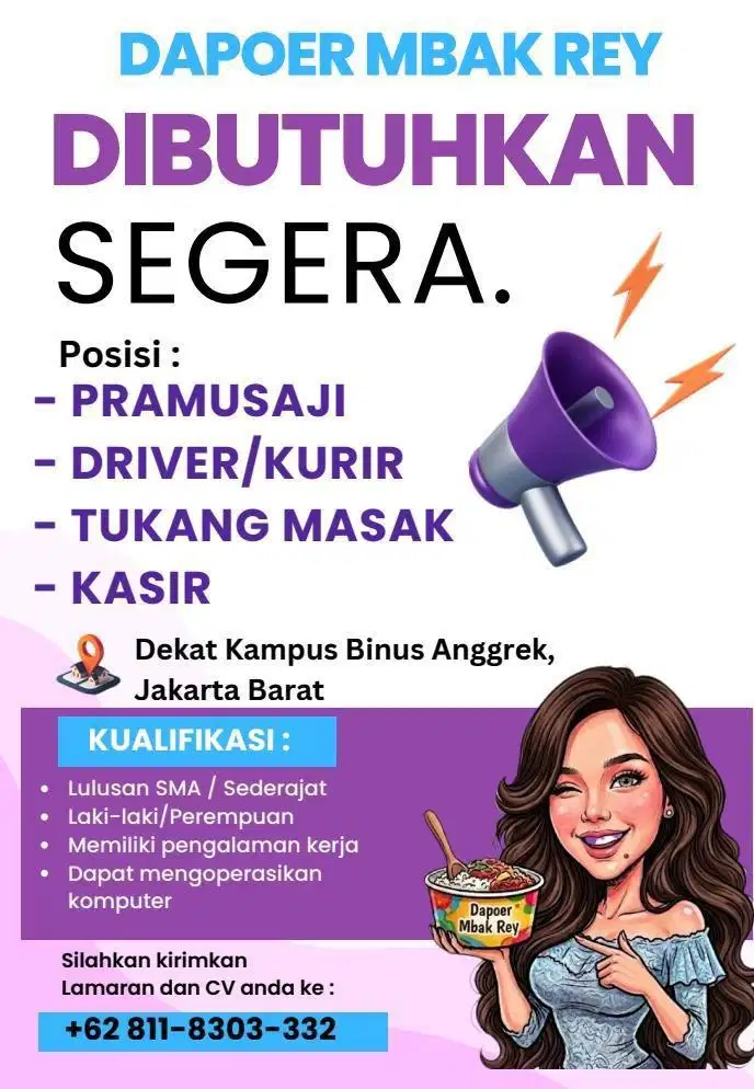 Cari karyawan wanita dan laki laki