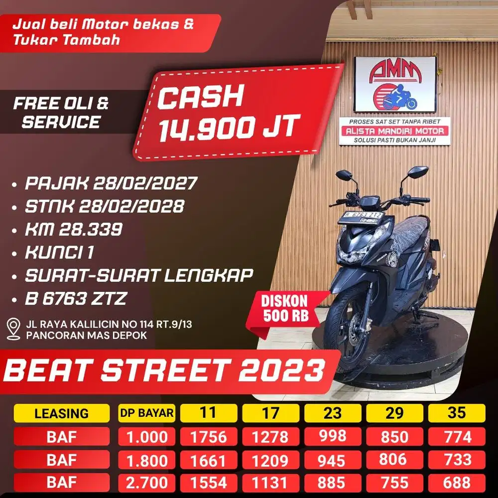BEAT STREET 2023 DP 1JUTA PAJAK HIDUP CASH / KREDIT PAYLATER CC ALISTA