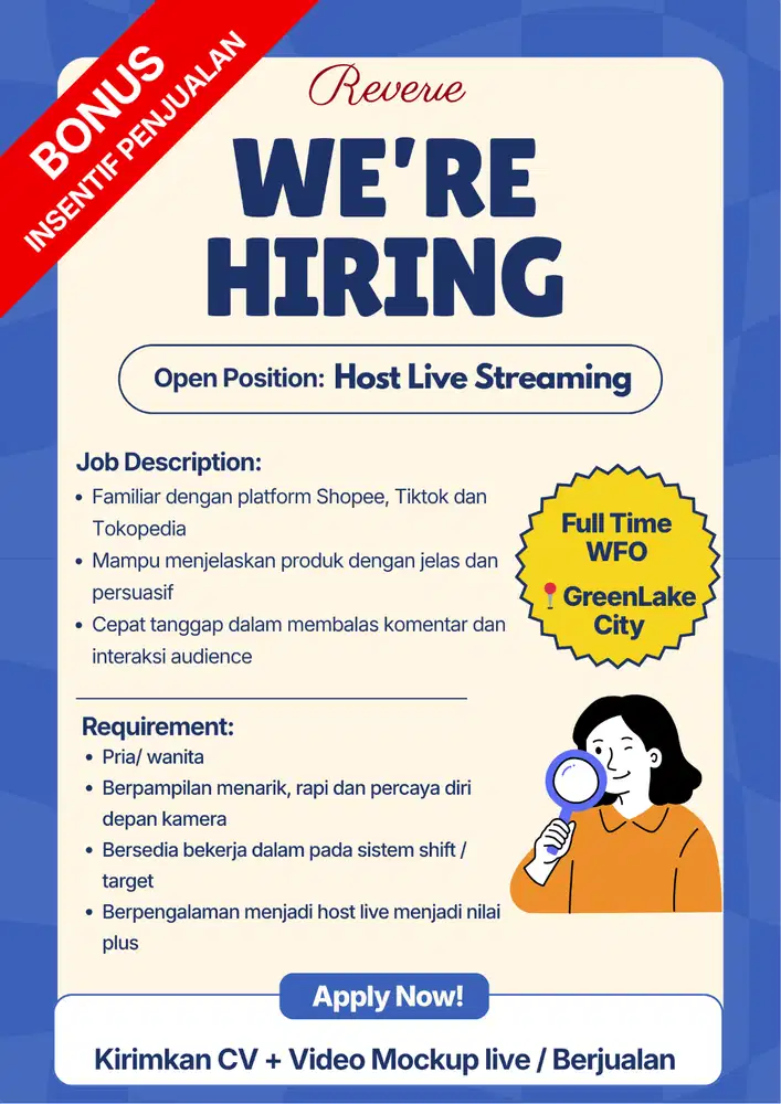 LOWONGAN HOST LIVE STREAMING BIDANG FASHION DI CIPONDOH