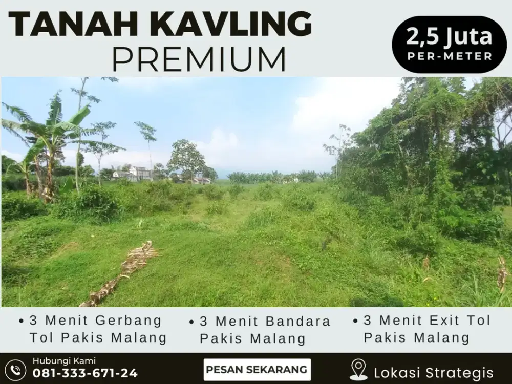 Tanah Kavling Malang 3 Menit Exit Tol Pakis Malang Row Jalan 6 Meter